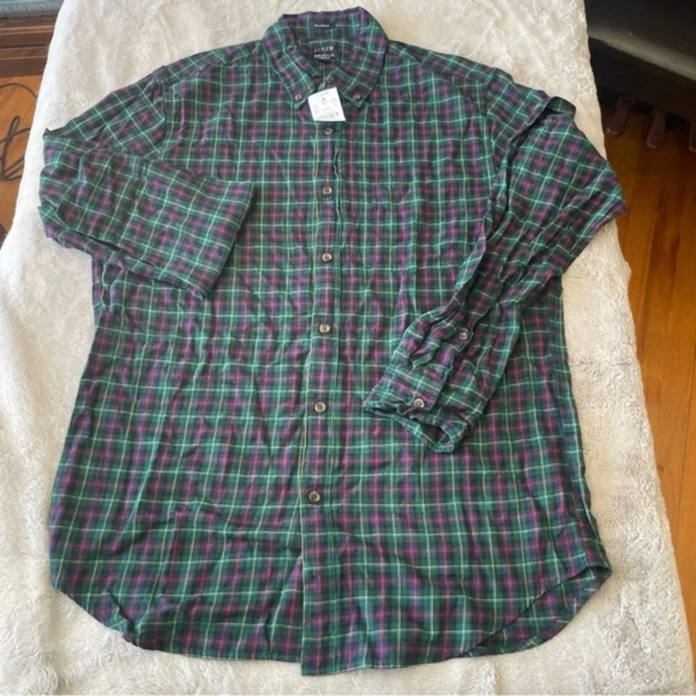 J Crew brushed twill shirt blue plaid size medium